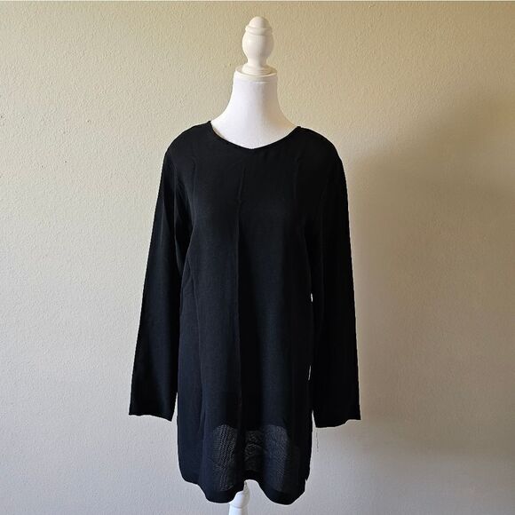 Club Monaco Black Sheer Long Sleeve Tunic Top Medium - Picture 1 of 7